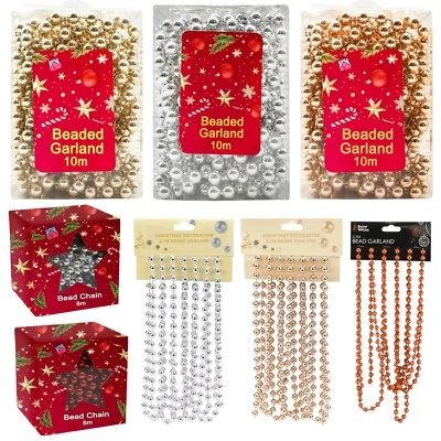 Christmas Metalic Plastic Beads Chains Garlands, Holiday Party Tree Decorations - Image 1 of 2