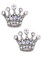 Princess Clear Crystal Small Crown Tiara Post Stud Earrings Girl Jewelry 