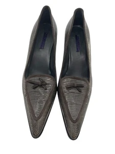 Ralph Lauren Collection Purple Label Reptile Print Leather Heels Point 10B Italy - Picture 1 of 22