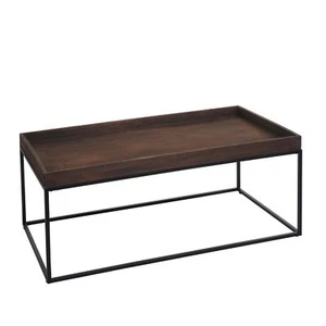 B-Ware Couchtisch MCW-K71, Holz massiv Metall 46x110x60cm, dunkelbraun - Bild 1 von 11