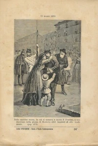 Stampa antica MANTOVA MARTIRI DI BELFIORE PIETRO FRATTINI 1885 Antique Print - Picture 1 of 1