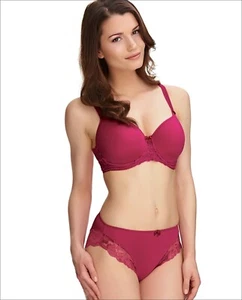 34G-FANTASIE REBECCA LACE MOULDED U/W BRA SET+ MATCHING LACE BRIEFS RED~M-UK-12 - Picture 1 of 5