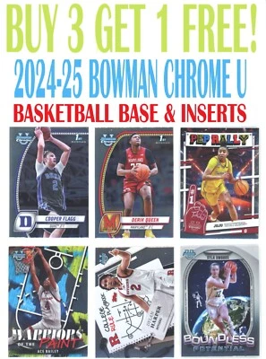 2024-25 Bowman Chrome U University Basketball (BUY 3 GET 1) You Pick-Choose - Image 1 of 3