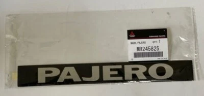 Mitsubishi MR245825 Pajero Evo Rear decal Emblem Black nameplate silver text NEW - Image 1 of 4