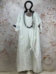 18138 LaBass Leinen Ballonkleid mit ausgefallenen Taschen Weiß L 44 46 - Bild 1 von 6