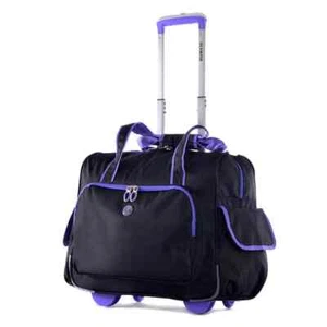 Large Black Travel Rolling Overnighter Tote Bag With Bag Carry-on Sleeve Pocket - Picture 1 of 6