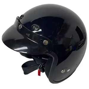 FUEL Motorcycle Helmet Gloss Black LARGE Front Vents Removable Visor - Foto 1 di 9