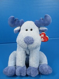TY Pluffies Bloose Blue Moose 2006 Plush Stuffed Animal Beaded Eyes 11" w/Tag - Picture 1 of 9