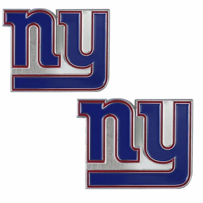 NUEVO 2 PIEZAS NFL New York Giants Auto Coche Camión 3D Metal Color Emblema Calcomanía Adhesiva Foto 1 de 3
