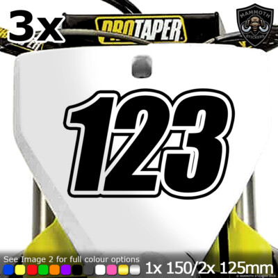 MOTORCROSS RACE NUMBERS (CUSTOM RACE NUMBERS) X3 IN SET (BLACK OR WHITE