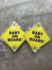 BABY ON BOARD DECAL 5 x 5" Yellow Safety Sign with Suction Cup