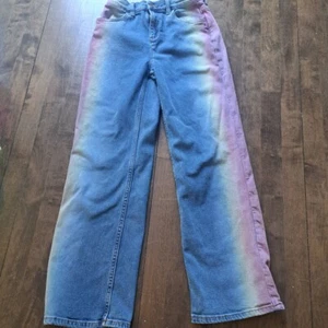 Mädchen Denim Jeans Justice, Knopf/Reißverschluss, Regenbogen Rosa Pastell Beine Teenager Größe 16, - Bild 1 von 3