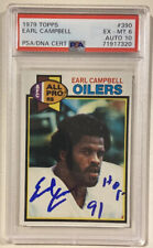 1979 Topps EARL CAMPBELL Signed Rookie Football Card PSA 6 PSA/DNA Auto Grade 10