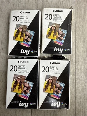 NEW! Canon Zink Photo Paper 4 PACKS Total Of 80 Sheets! Ships FREE! - Image 1 of 3