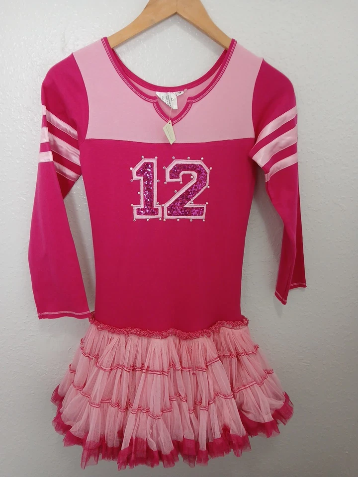 Vestido Tutú Rosa Ooh La La Couture Niñas Talla 12 Swarovski Bling Cheer  Foto 1 de 4