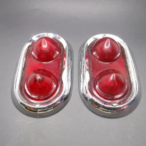 ORIGINAL 1942 TO 1950 OEM BUICK R-40 BULLET TAIL LIGHT LENS BEZEL ASSEMBLY L & R - Picture 1 of 17