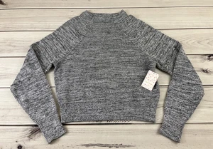 NWT Free People Too Good Pullover Sweater Heathered Black Mock Neck Womens Large - Picture 1 of 15