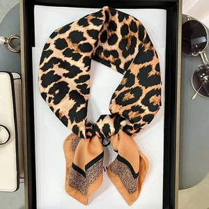 70cm Leopard Print Imitation Silk Scarf for Women – Animal Print Wraps for Lady - Picture 1 of 7