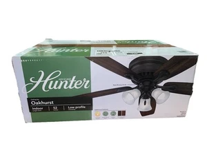 Hunter 52016 Oakhurst 52 in LED Indoor Low Profile New Bronze Ceiling Fan - Picture 1 of 1