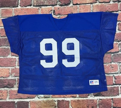 Camiseta deportiva de fútbol americano recortada deportiva Russell vintage #99 en blanco cuadrada 3XL Foto 1 de 4