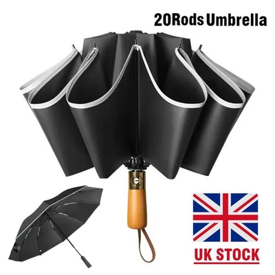Stormproof Men and Women Large Automatic Umbrella Travel 20 Rods Strong Folding