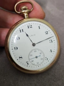 1918 Elgin Grade 303 Model 3, 12s, 7j, Open Face Pocket Watch Parts Or Repair - Picture 1 of 11