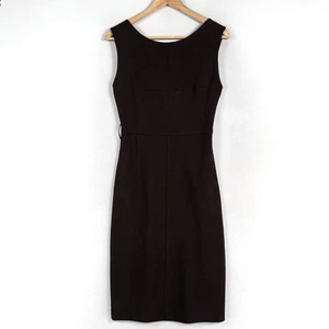 Vestido Rozae Nichols Pequeño Marrón Chocolate Lana Seda Funda Clásica Sin Mangas - Imagen 1 de 9