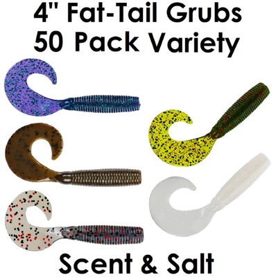 Curly Tail Grubs Soft Plastic Baits Fishing Lures Zoom Fat Albert Twister Jig 4" - Image 1 of 4