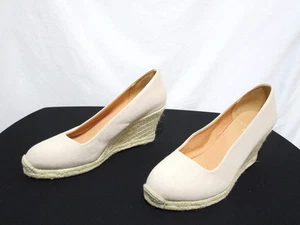 EUC! J. Crew Seville beige hellbraun Canvas-Espadrille Keilabsatz Damengröße 10 - Bild 1 von 10