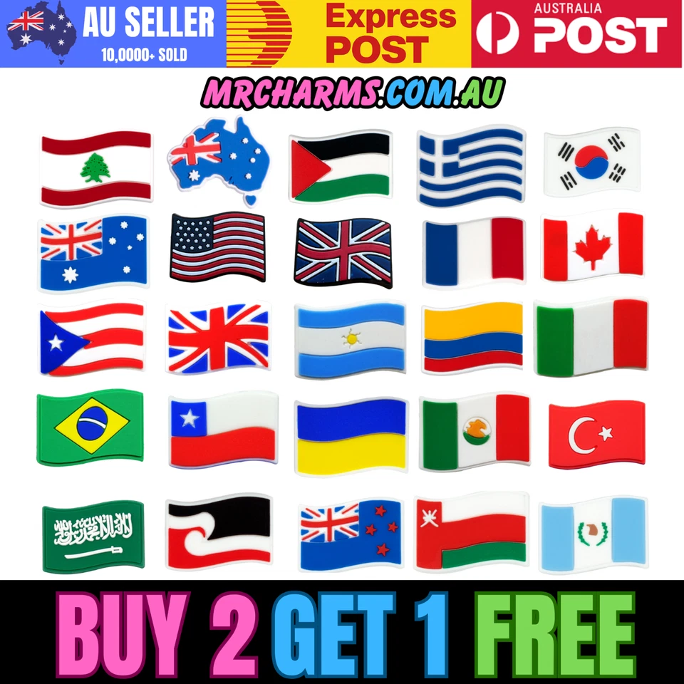 For Jibbitz-Crocs Collection Of World Country Flag Shoe Charms - image 1 of 1