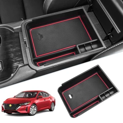 Center console organizer tray compatible with Nissan Sentra 2013-2020, black Foto 1 de 4