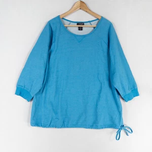 Lane Bryant Sweatshirt 18/20W Blue Pullover Cotton French Terry 3/4 Sleeve - Foto 1 di 8