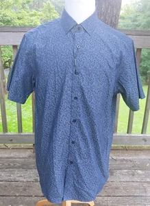 Hart Schaffner Marx dunkelblaues geblümtes Button Down Hemd Herren Gr. L - Bild 1 von 4