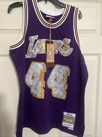 Mitchell & Ness Silver  LA Lakers Jerry West 1971-72 75th Swingman Jersey Sz L Cover