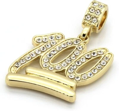🔥 Colgante Emoji "100" Chapado en Oro 14K Bling Helado Moda Joyería Solo 🔥 Foto 1 de 4