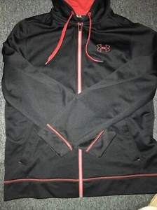 UNDER ARMOUR Loose Jacket Hooded Men’s XL/TG Black W/Red Reverse Stitch - Picture 1 of 6