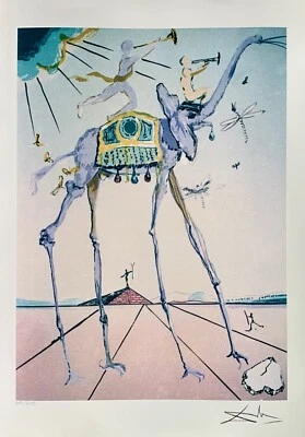 Salvador Dalí Elefante Celestial Facsímil Firmado y Numerado Giclee Arte 24 x 16" Foto 1 de 4