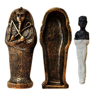 Miniature Resin Ancient Egyptian Coffin Figurine Sculpture Egypt Mummy Statue - Picture 1 of 16