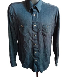 Vintage 1980's New Wave Shirt Acetate Blend Mens Large Green  Button Down - Picture 1 of 5