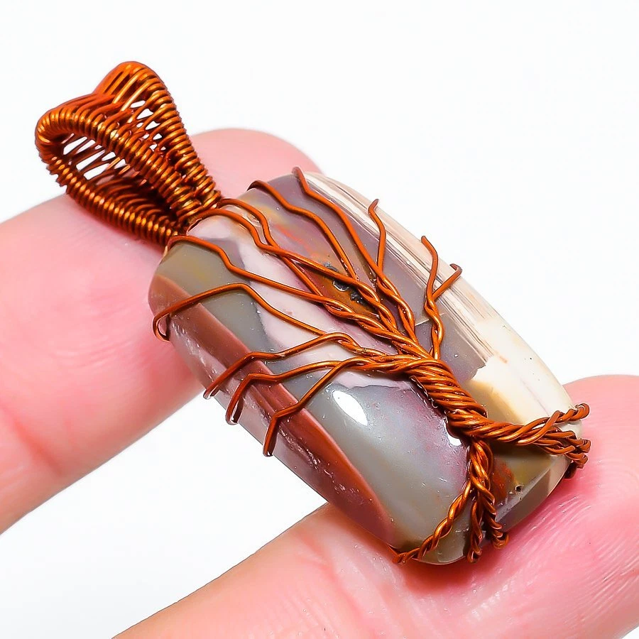 Colgante de joyería envolvente de alambre de cobre con piedras preciosas mookaite 1,77" n894 Foto 1 de 1