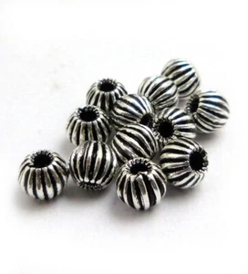 140 Pcs 4mm Corrugated Bead Oxidized Silver Plated sr-82 - Picture 1 of 3