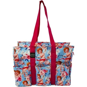 Large Canvas Utility Tote Bag BLUE MULTI ANGELS for Travel, Shopping, School - Picture 1 of 1