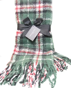 Magaschoni Home Wohndecke 50"x60" Fransen Faux-Mohair Plaid rot grün - Bild 1 von 1