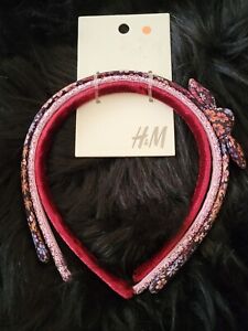 H&M Hair headbands, set of 3- flowers, pink glitter, red velvet.  Brand New!
