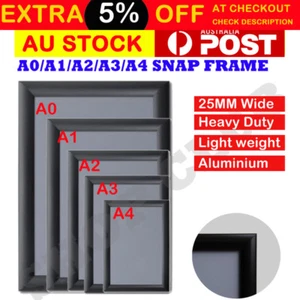 A0 A1 A2 A3 A4 Aluminum Snap poster frame Sign holder wall mount Black NEW - Picture 1 of 6