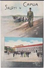 SALUTI DA CAPUA CASERTA VEDUTA DELLA CASERMA E MILITARI 1918 BELLA !