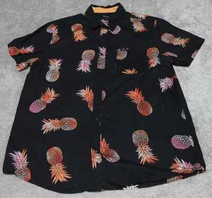 Matix Hawaiian Shirt Men's 2XL Black Orange Pineapple Print Short Sleeves - Picture 1 of 12