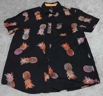 Matix Hawaiian Shirt Men's 2XL Black Orange Pineapple Print Short Sleeves - Image 1 of 4