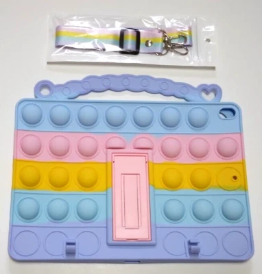 iPad air 3/ Pro 10.5 Compatible Bubbles Push Pop Silicone Case Strap Kickstand  - Image 1 of 4