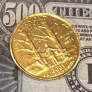 2001 P Washington Quarter - Vermont - 24 Karat Gold Plated - Picture 1 of 2